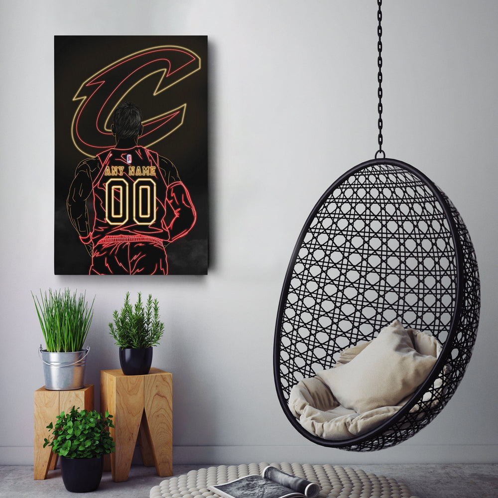 Cleveland Cavaliers Personalized Jersey Canvas | Neon Wall Art - CanvasNeon