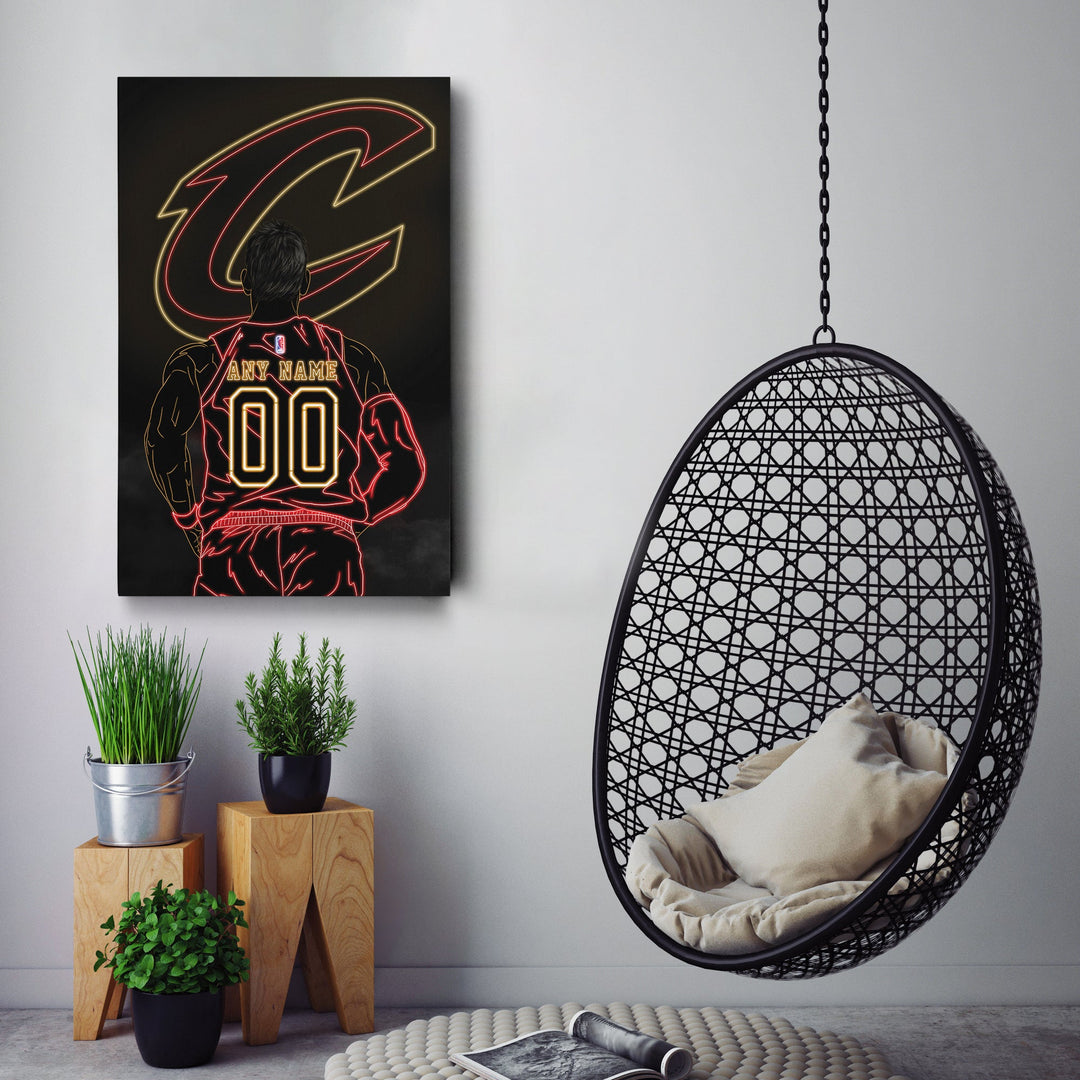 Cleveland Cavaliers Personalized Jersey Canvas | Neon Wall Art - CanvasNeon