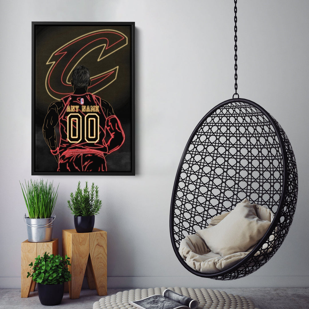 Cleveland Cavaliers Personalized Jersey Canvas | Neon Wall Art - CanvasNeon
