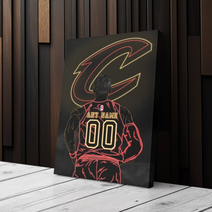 Cleveland Cavaliers Personalized Jersey Canvas | Neon Wall Art - CanvasNeon
