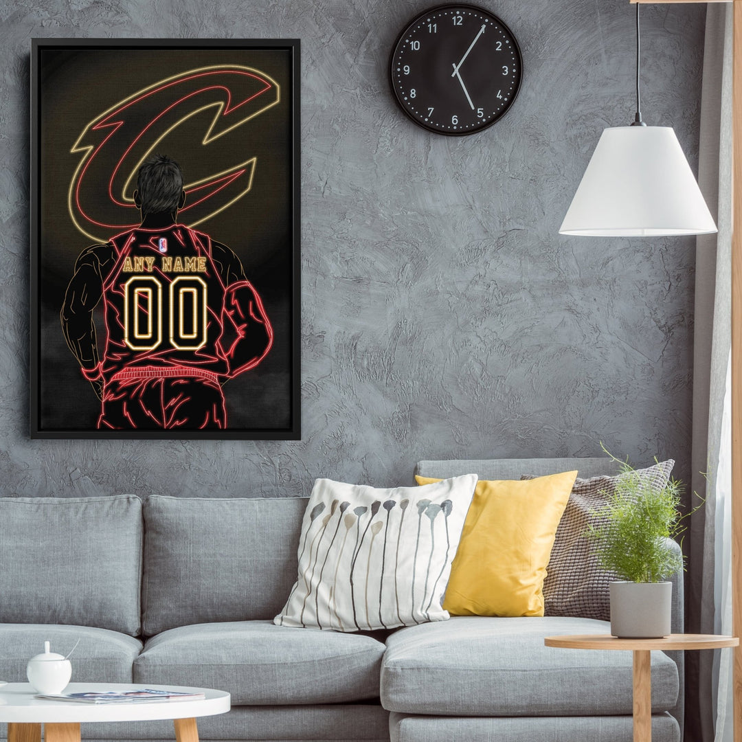 Cleveland Cavaliers Personalized Jersey Canvas | Neon Wall Art - CanvasNeon