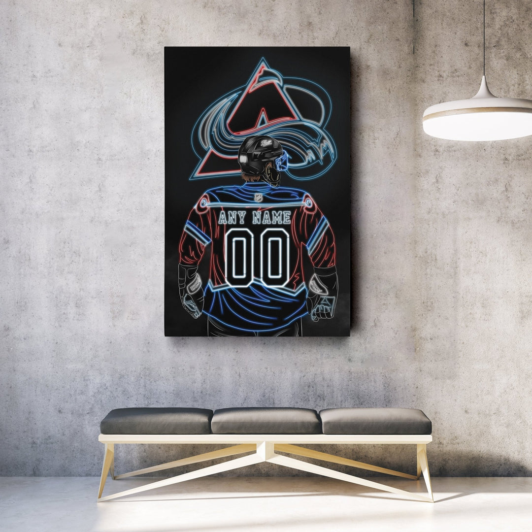 Colorado Avalanche Personalized Jersey Canvas | Neon Wall Art - CanvasNeon