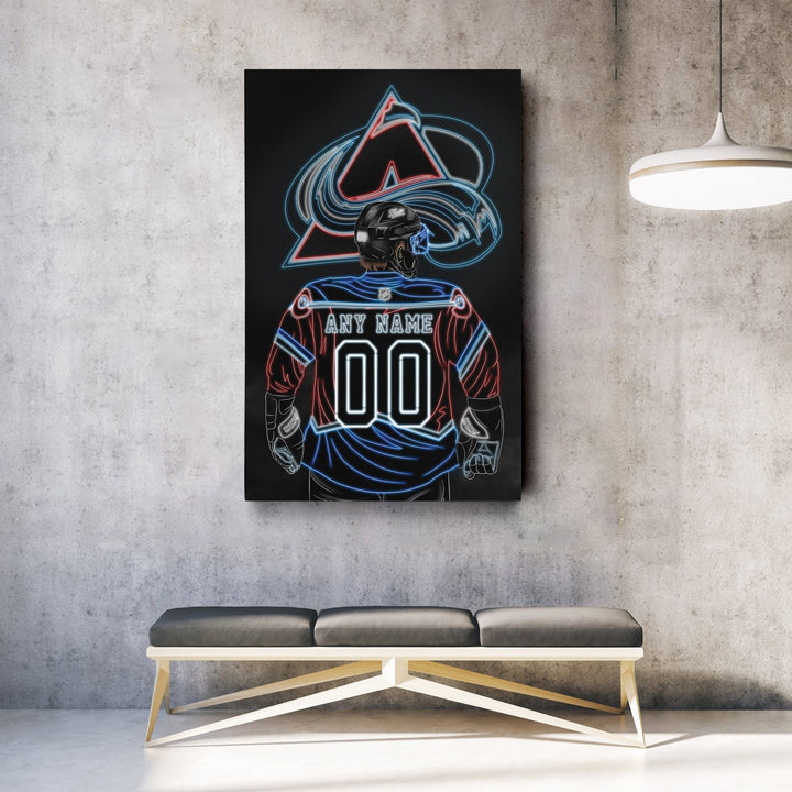 Colorado Avalanche Personalized Jersey Canvas | Neon Wall Art - CanvasNeon