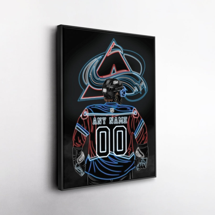 Colorado Avalanche Personalized Jersey Canvas | Neon Wall Art - CanvasNeon