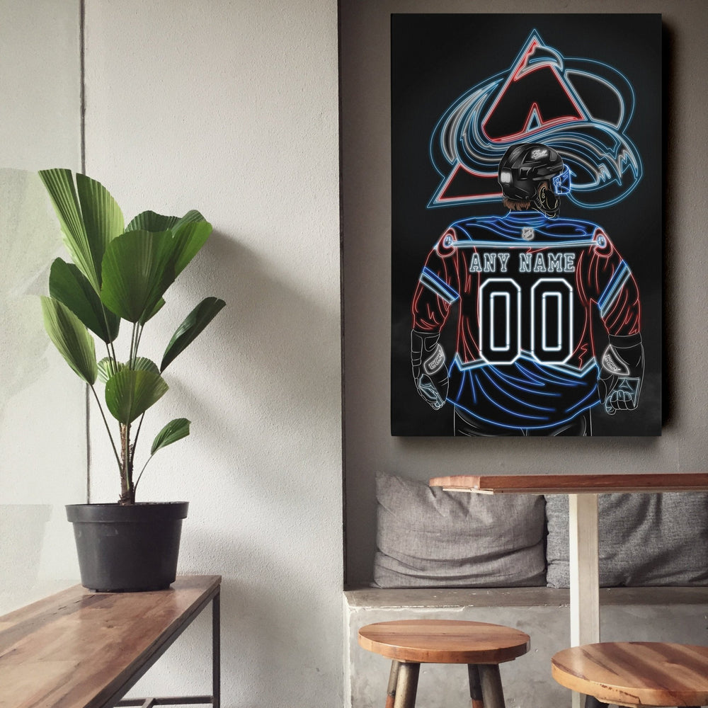 Colorado Avalanche Personalized Jersey Canvas | Neon Wall Art - CanvasNeon