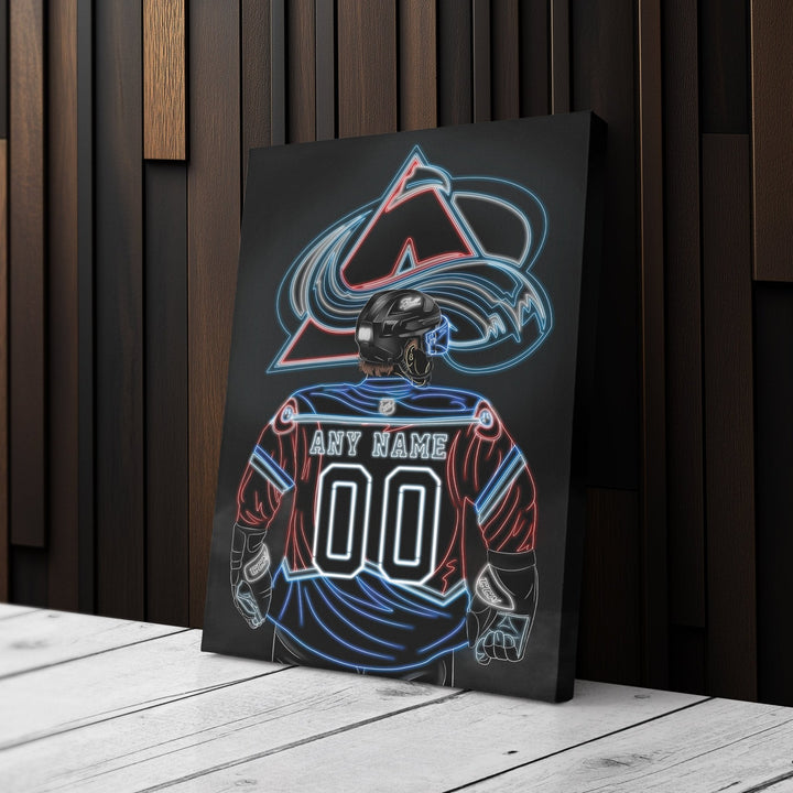 Colorado Avalanche Personalized Jersey Canvas | Neon Wall Art - CanvasNeon