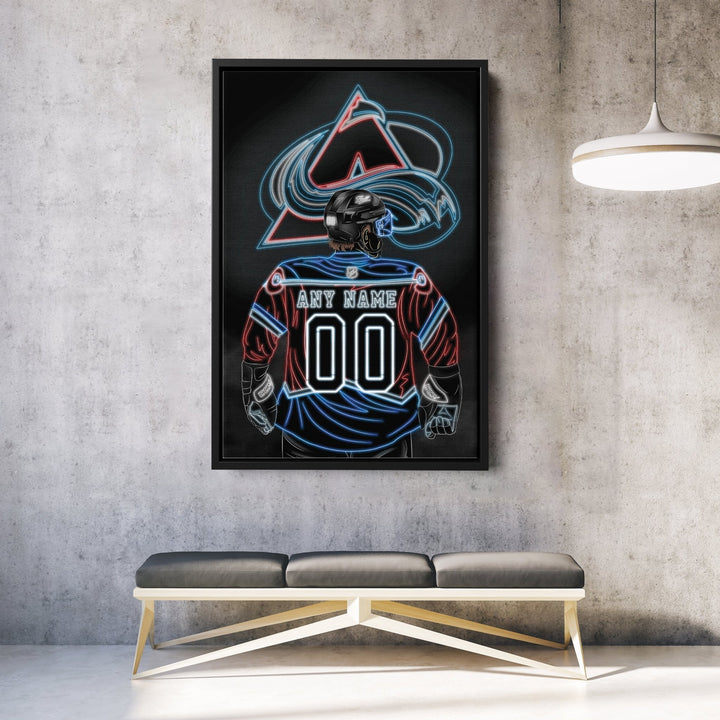 Colorado Avalanche Personalized Jersey Canvas | Neon Wall Art - CanvasNeon