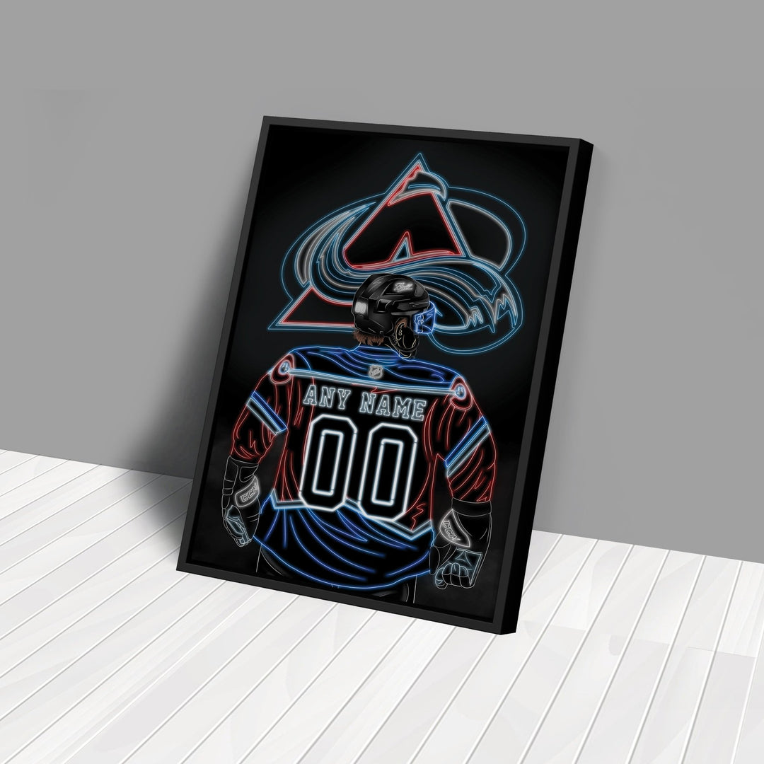 Colorado Avalanche Personalized Jersey Canvas | Neon Wall Art - CanvasNeon