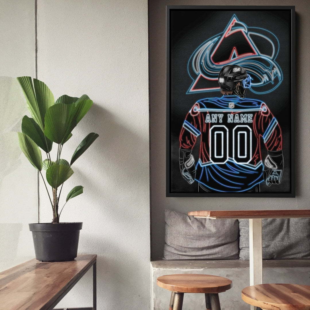 Colorado Avalanche Personalized Jersey Canvas | Neon Wall Art - CanvasNeon