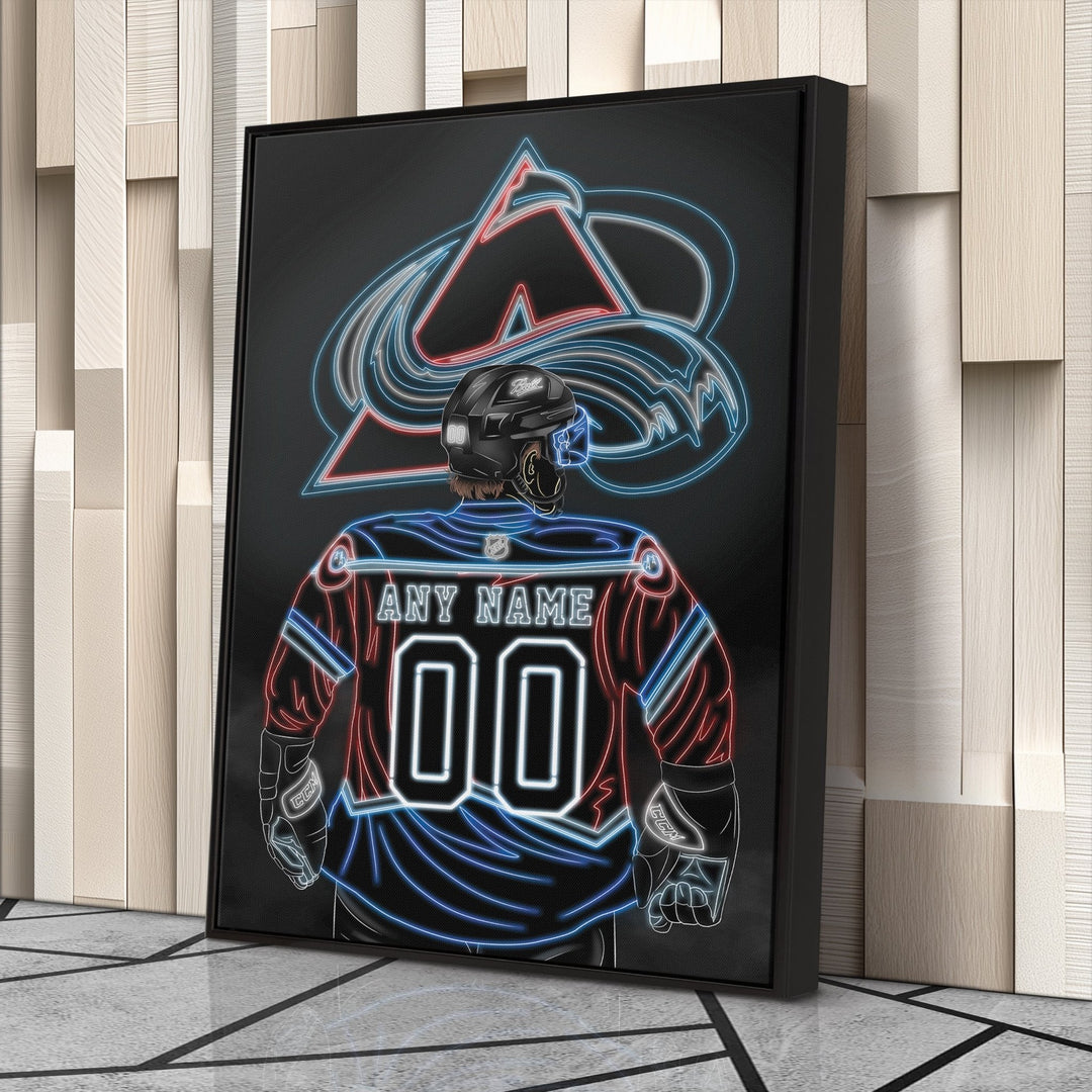 Colorado Avalanche Personalized Jersey Canvas | Neon Wall Art - CanvasNeon