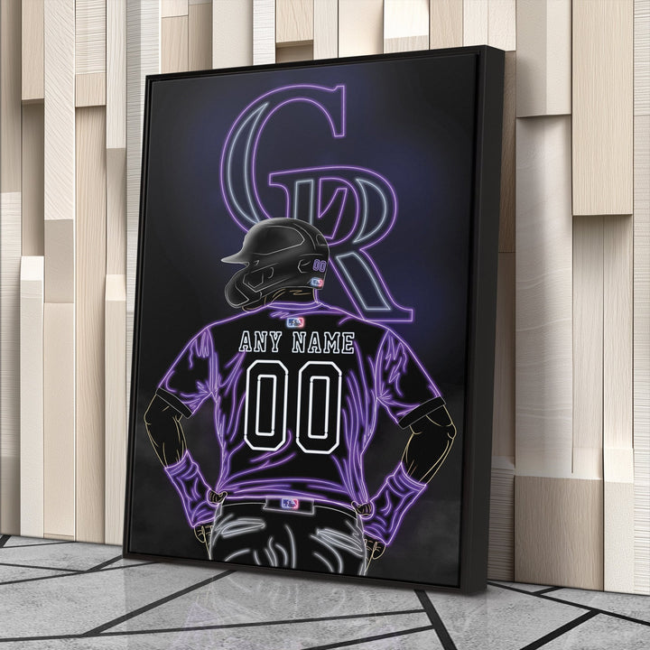 Colorado Rockies Personalized Jersey Canvas | Neon Wall Art - CanvasNeon