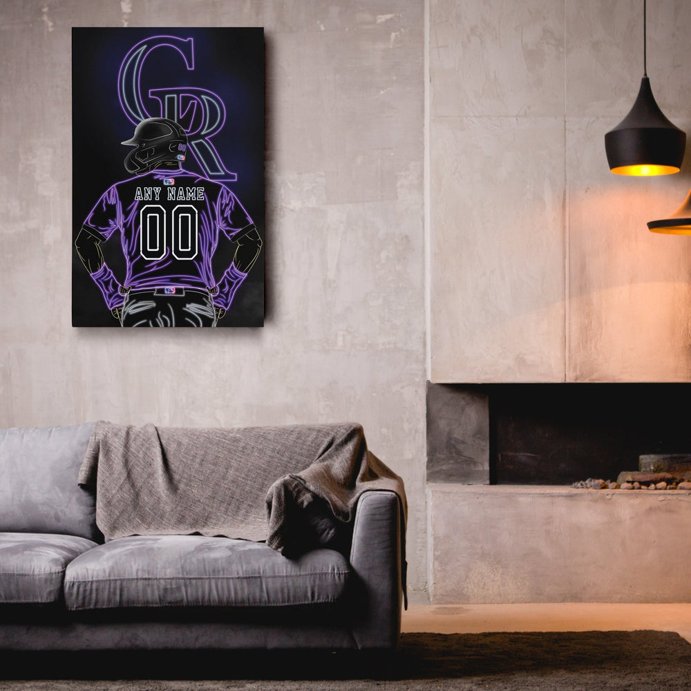 Colorado Rockies Personalized Jersey Canvas | Neon Wall Art - CanvasNeon