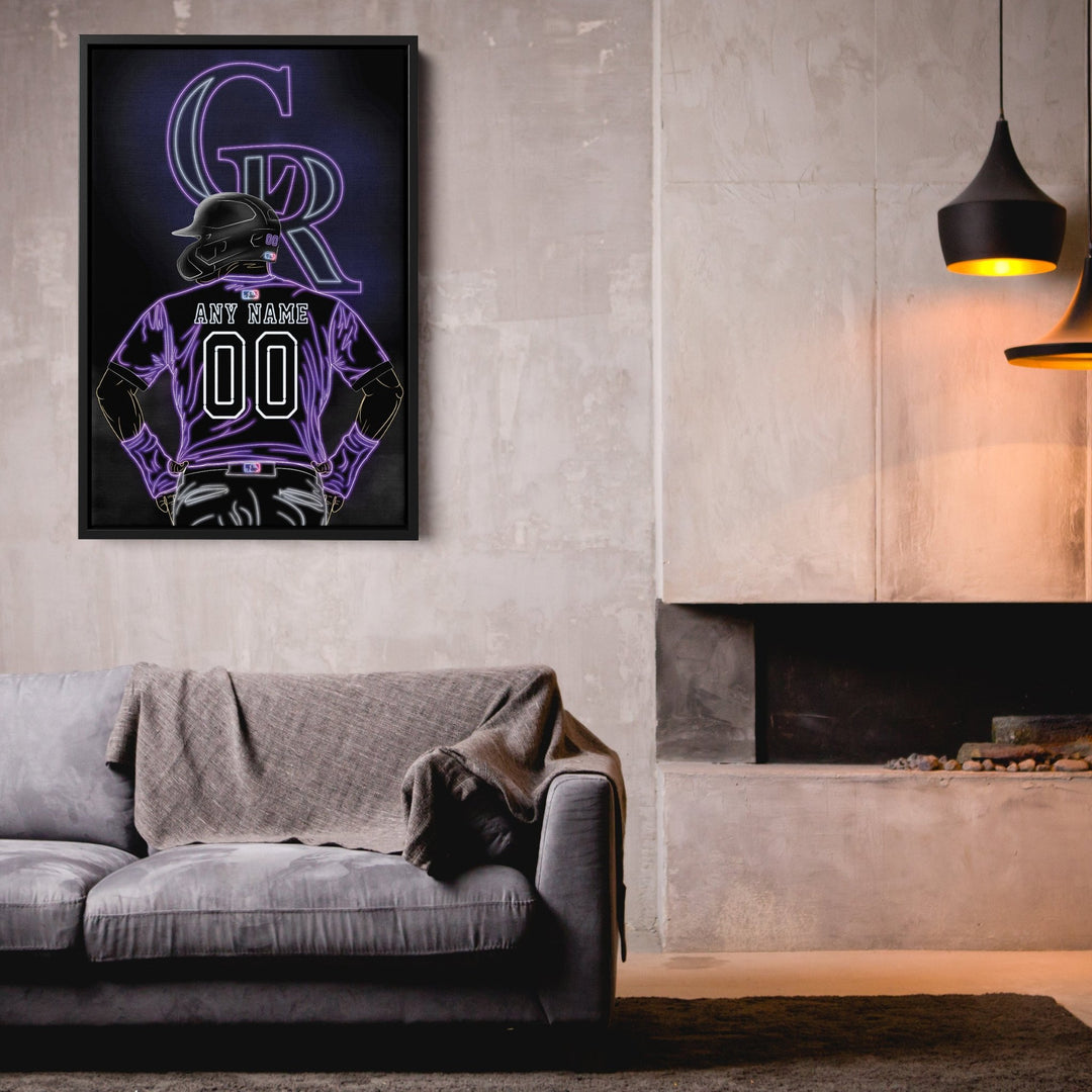 Colorado Rockies Personalized Jersey Canvas | Neon Wall Art - CanvasNeon