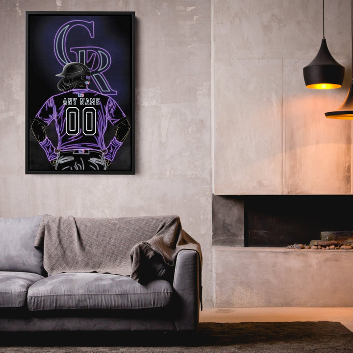 Colorado Rockies Personalized Jersey Canvas | Neon Wall Art - CanvasNeon