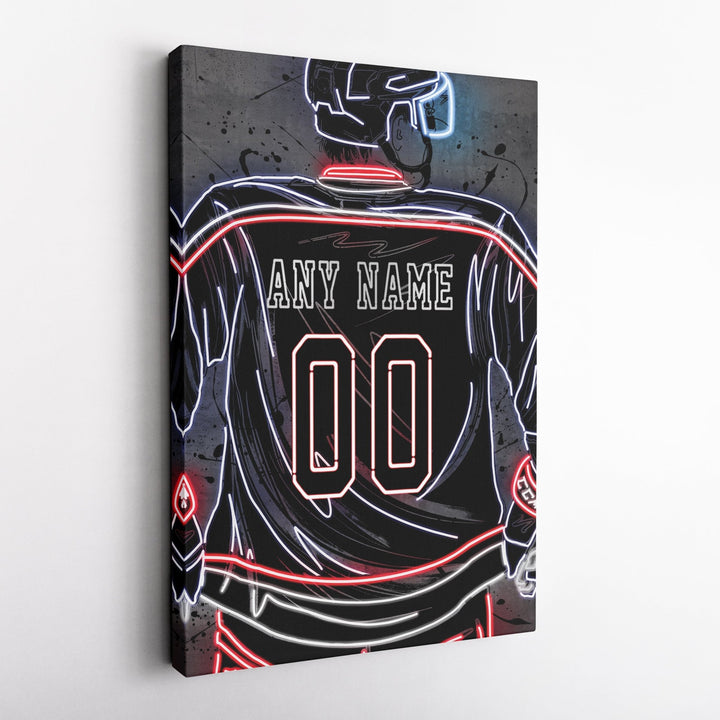 Columbus Blue Jackets Custom Jersey Canvas | Neon Wall Art - CanvasNeon