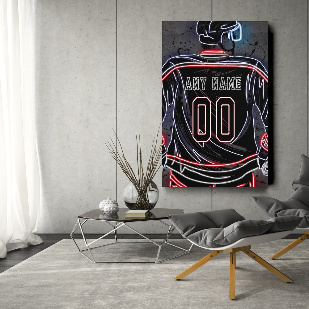 Columbus Blue Jackets Custom Jersey Canvas | Neon Wall Art - CanvasNeon