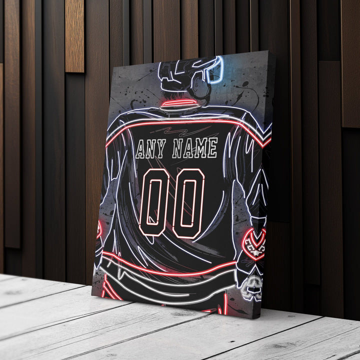 Columbus Blue Jackets Custom Jersey Canvas | Neon Wall Art - CanvasNeon