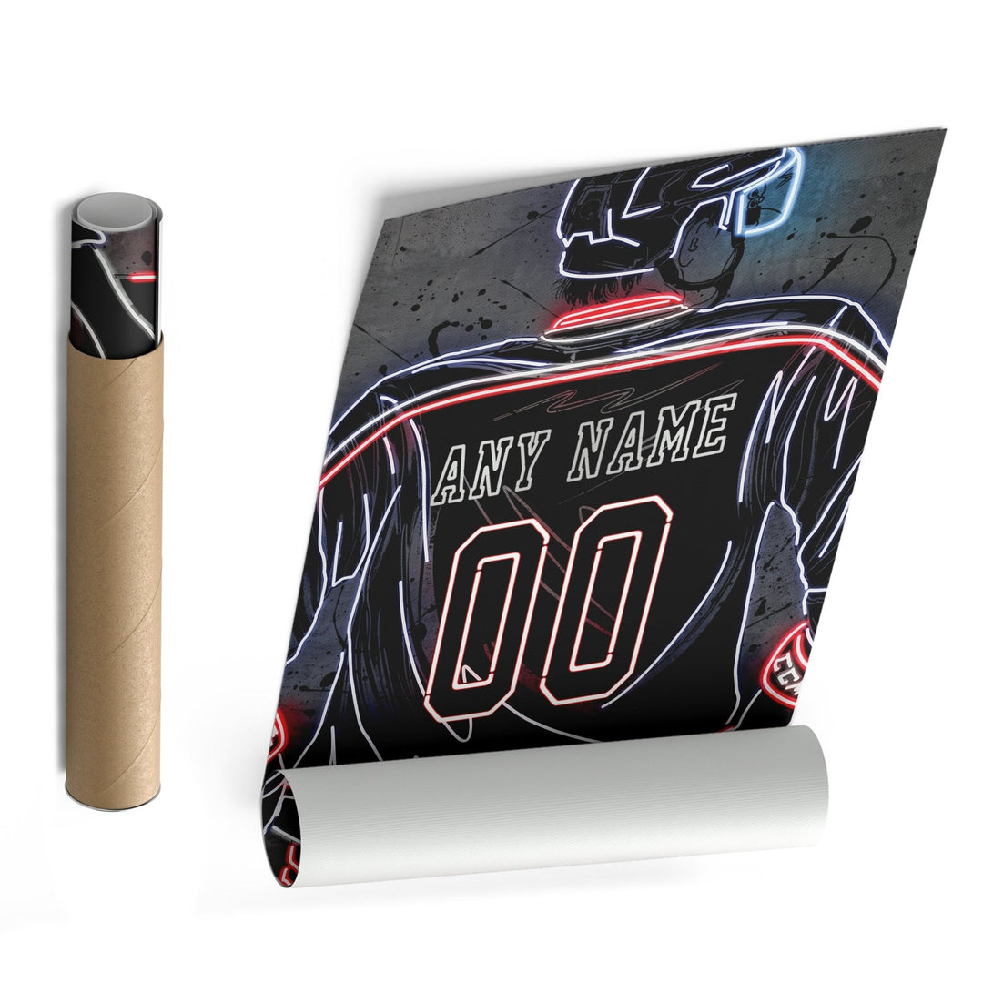 Columbus Blue Jackets Custom Jersey Canvas | Neon Wall Art - CanvasNeon
