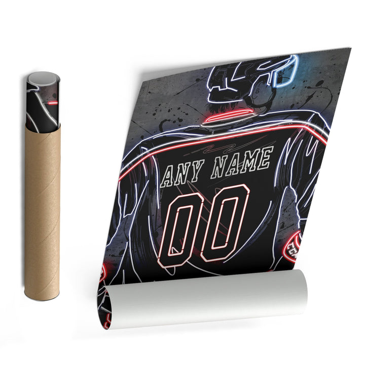 Columbus Blue Jackets Custom Jersey Canvas | Neon Wall Art - CanvasNeon