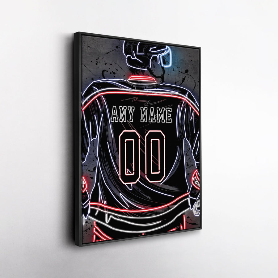 Columbus Blue Jackets Custom Jersey Canvas | Neon Wall Art - CanvasNeon