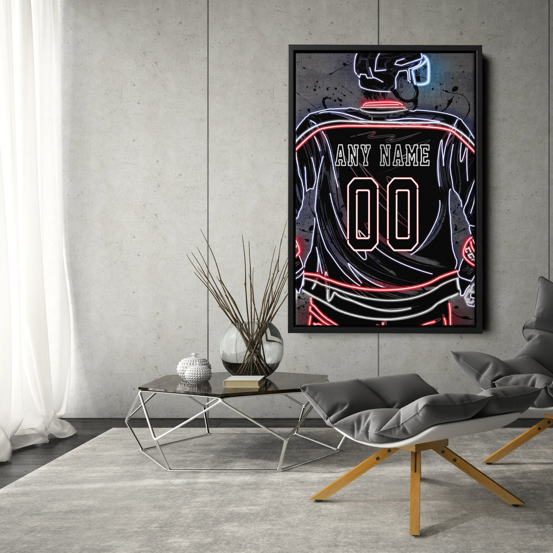 Columbus Blue Jackets Custom Jersey Canvas | Neon Wall Art - CanvasNeon