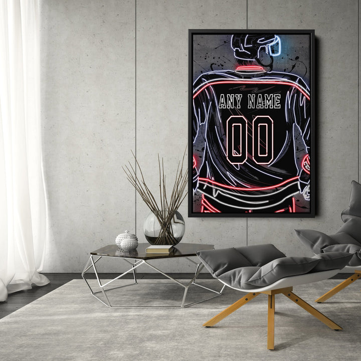 Columbus Blue Jackets Custom Jersey Canvas | Neon Wall Art - CanvasNeon
