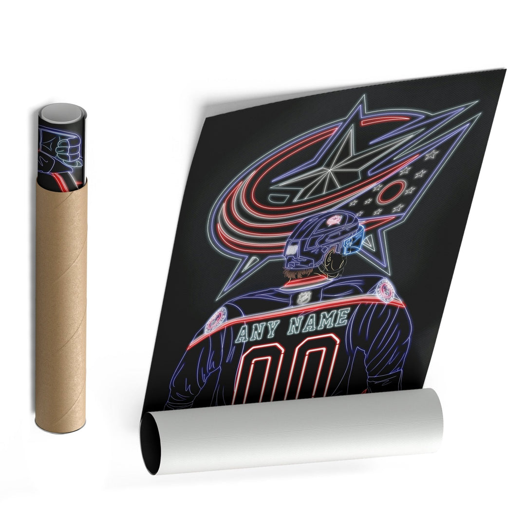 Columbus Blue Jackets Personalized Jersey Canvas | Neon Wall Art - CanvasNeon