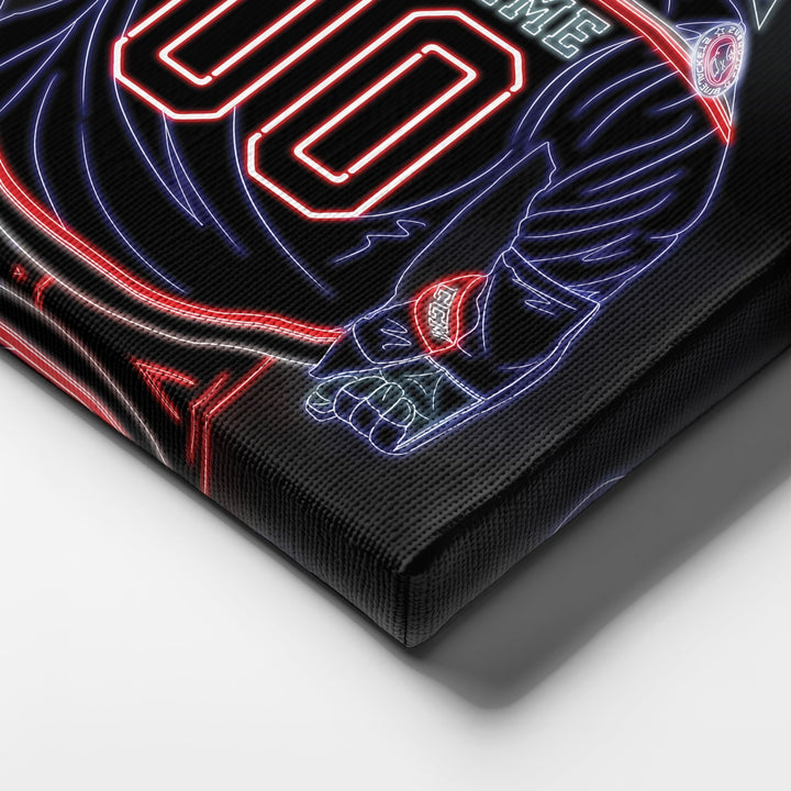 Columbus Blue Jackets Personalized Jersey Canvas | Neon Wall Art - CanvasNeon
