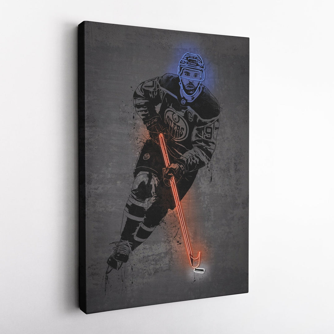 Connor McDavid Neon Canvas Art | Modern Wall Decor for Oilers Fans - CanvasNeon