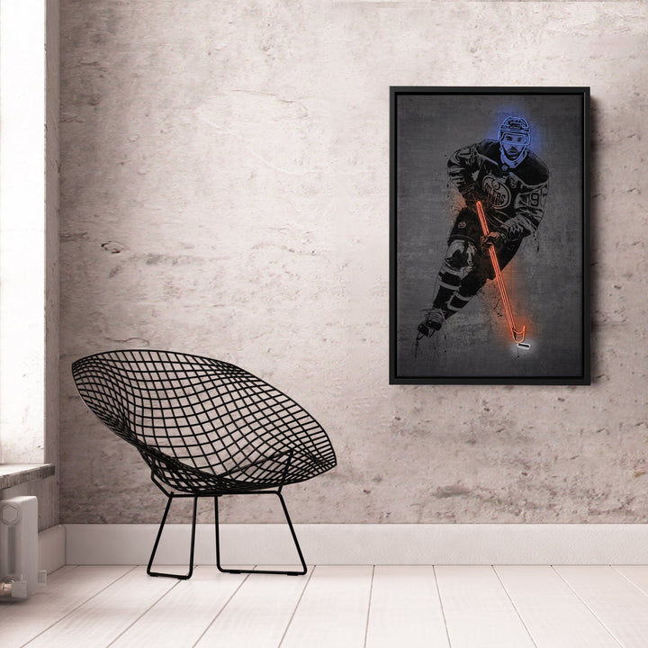 Connor McDavid Neon Canvas Art | Modern Wall Decor for Oilers Fans - CanvasNeon
