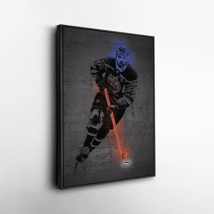 Connor McDavid Neon Canvas Art | Modern Wall Decor for Oilers Fans - CanvasNeon