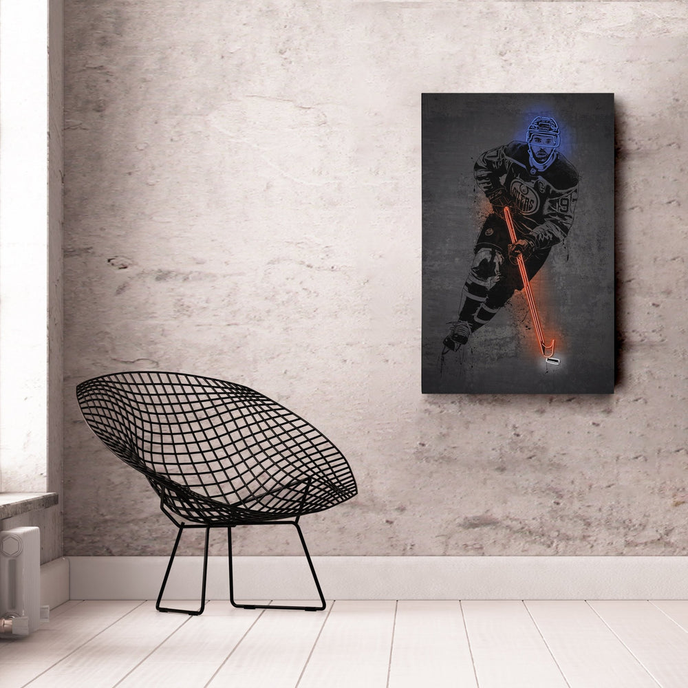 Connor McDavid Neon Canvas Art | Modern Wall Decor for Oilers Fans - CanvasNeon