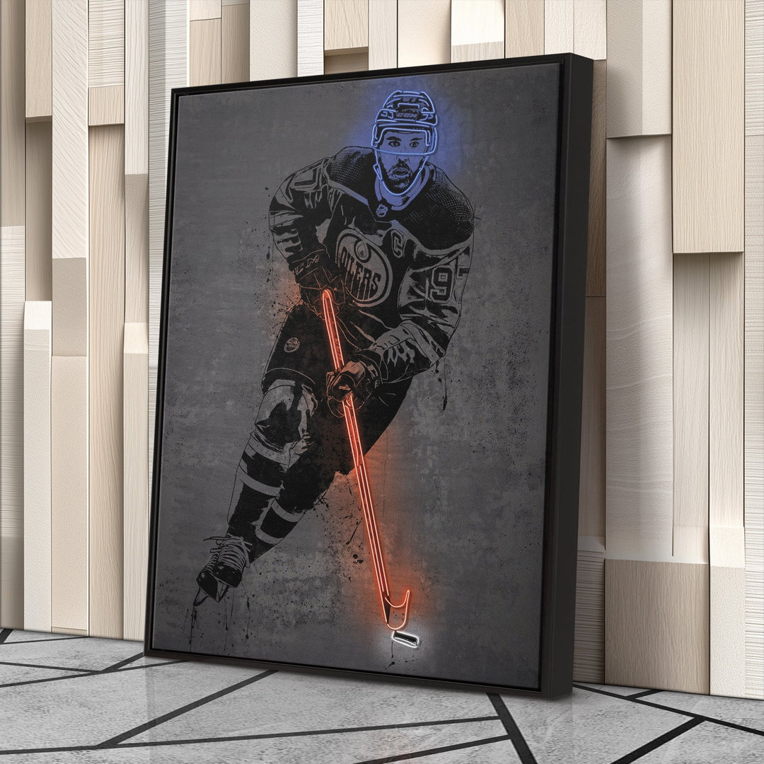 Connor McDavid Neon Canvas Art | Modern Wall Decor for Oilers Fans - CanvasNeon