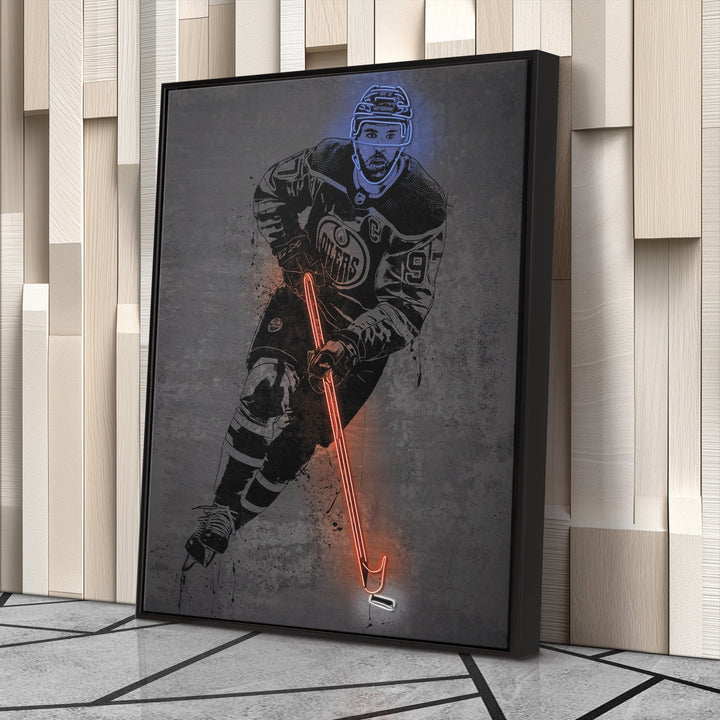 Connor McDavid Neon Canvas Art | Modern Wall Decor for Oilers Fans - CanvasNeon
