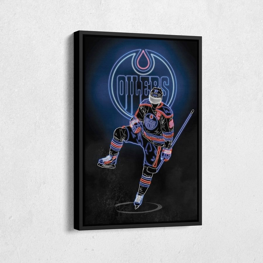 Connor McDavid Neon Canvas Art | Oilers Wall Decor - CanvasNeon