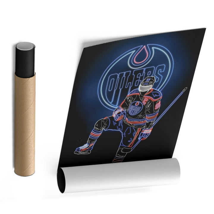 Connor McDavid Neon Canvas Art | Oilers Wall Decor - CanvasNeon