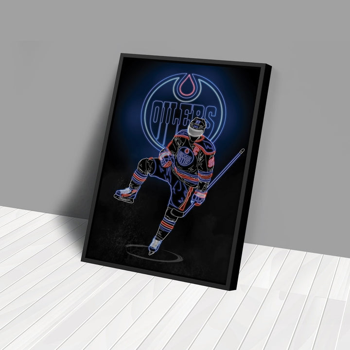 Connor McDavid Neon Canvas Art | Oilers Wall Decor - CanvasNeon