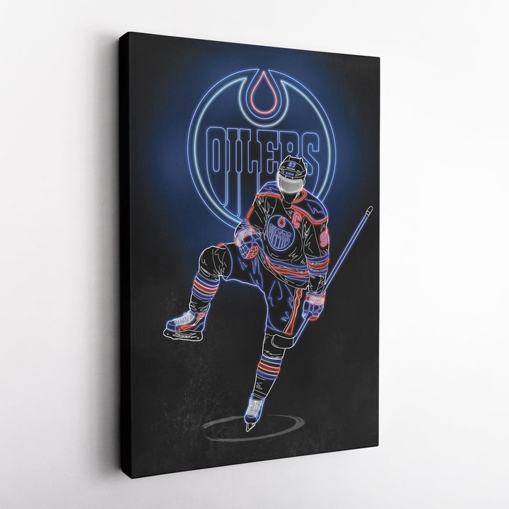 Connor McDavid Neon Canvas Art | Oilers Wall Decor - CanvasNeon