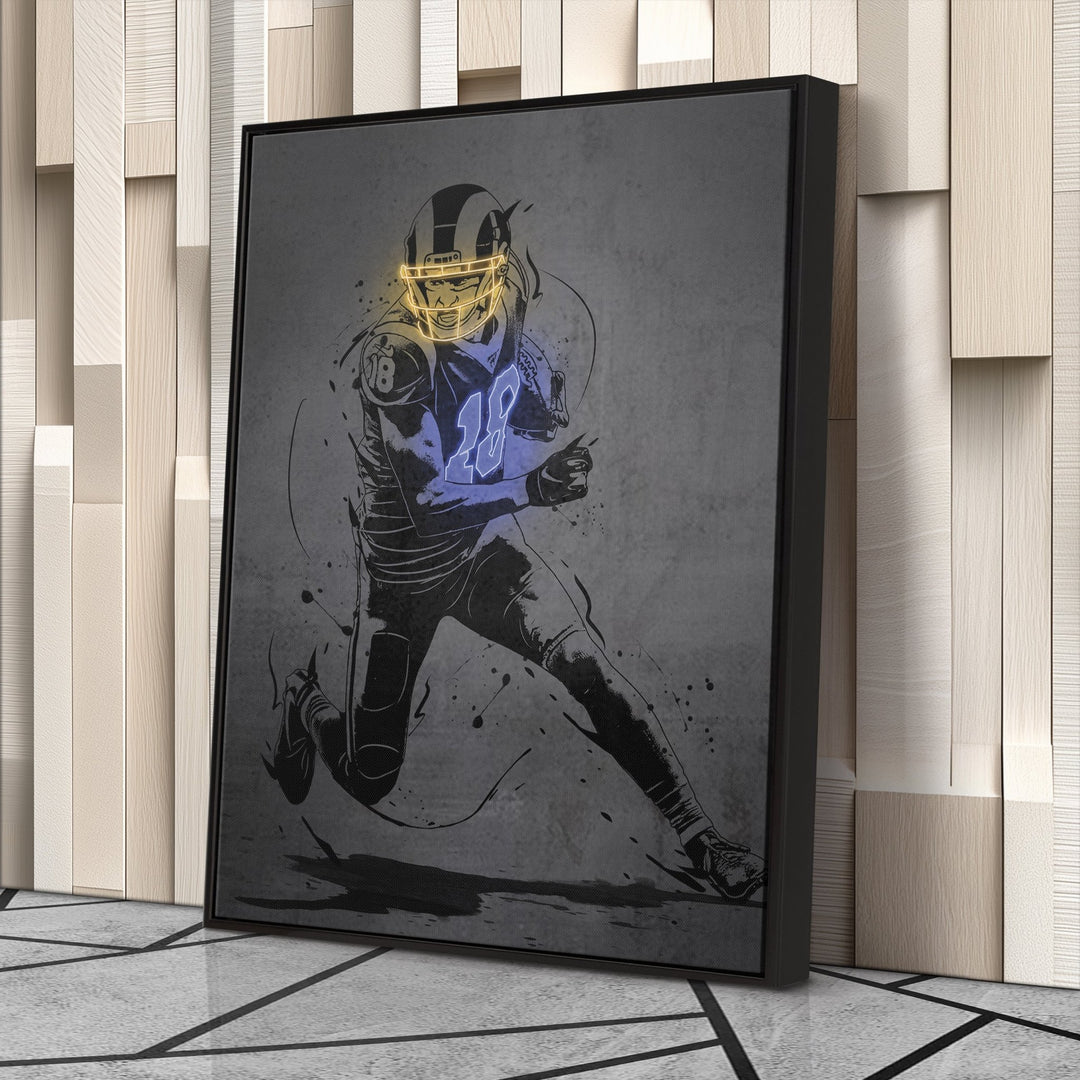 Cooper Kupp Neon Canvas Art | Modern Wall Decor for Rams Fans - CanvasNeon
