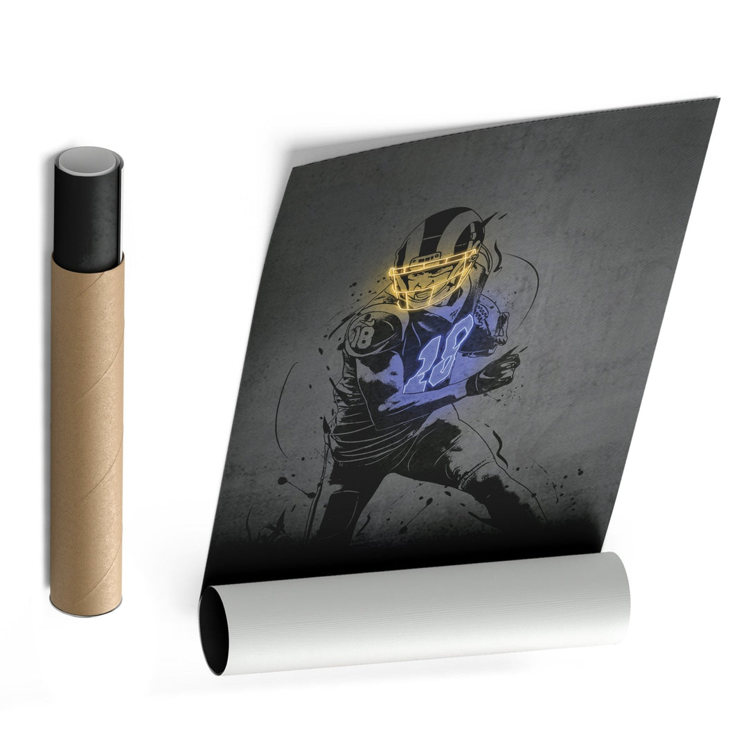 Cooper Kupp Neon Canvas Art | Modern Wall Decor for Rams Fans - CanvasNeon