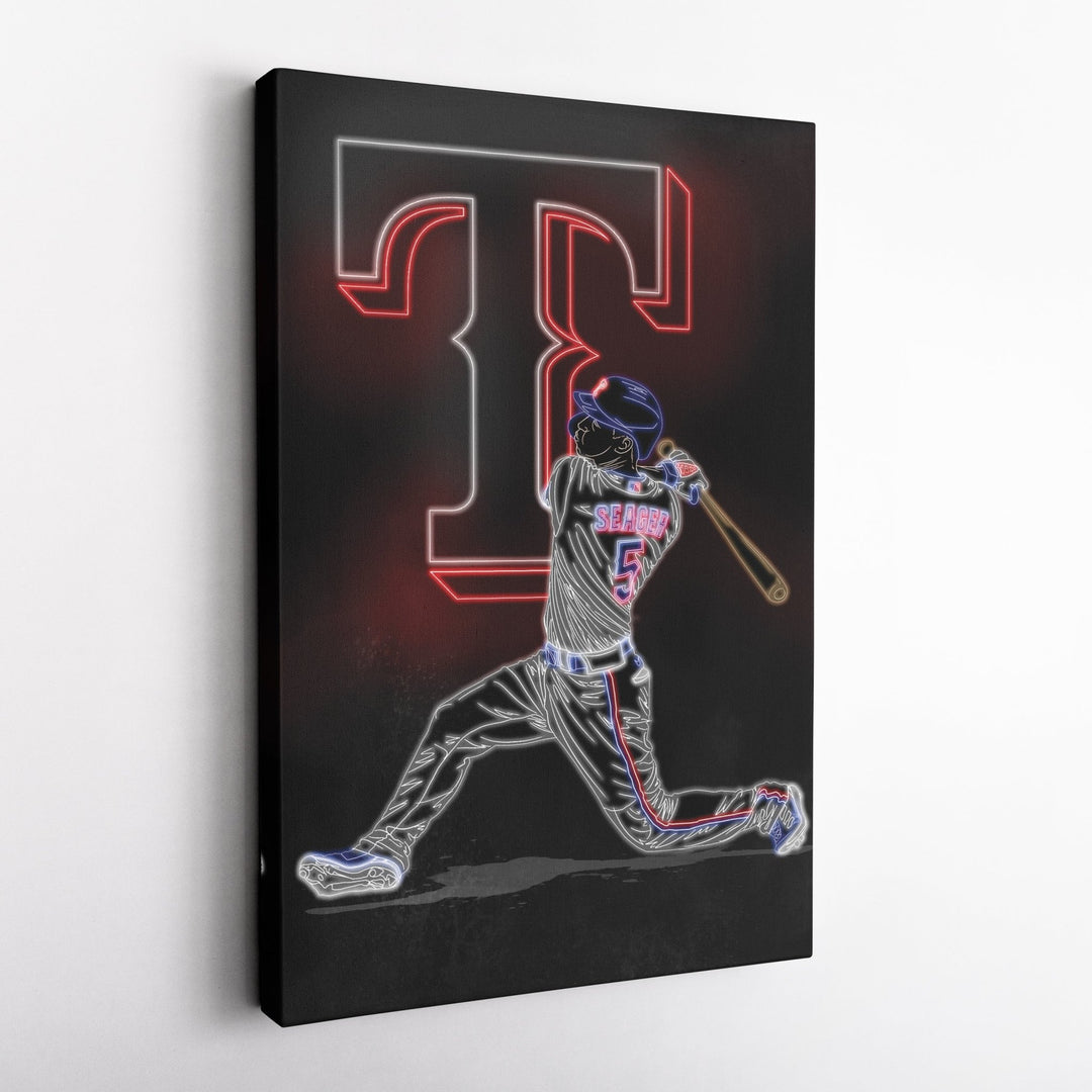 Corey Seager Neon Canvas Art | Rangers Wall Decor - CanvasNeon