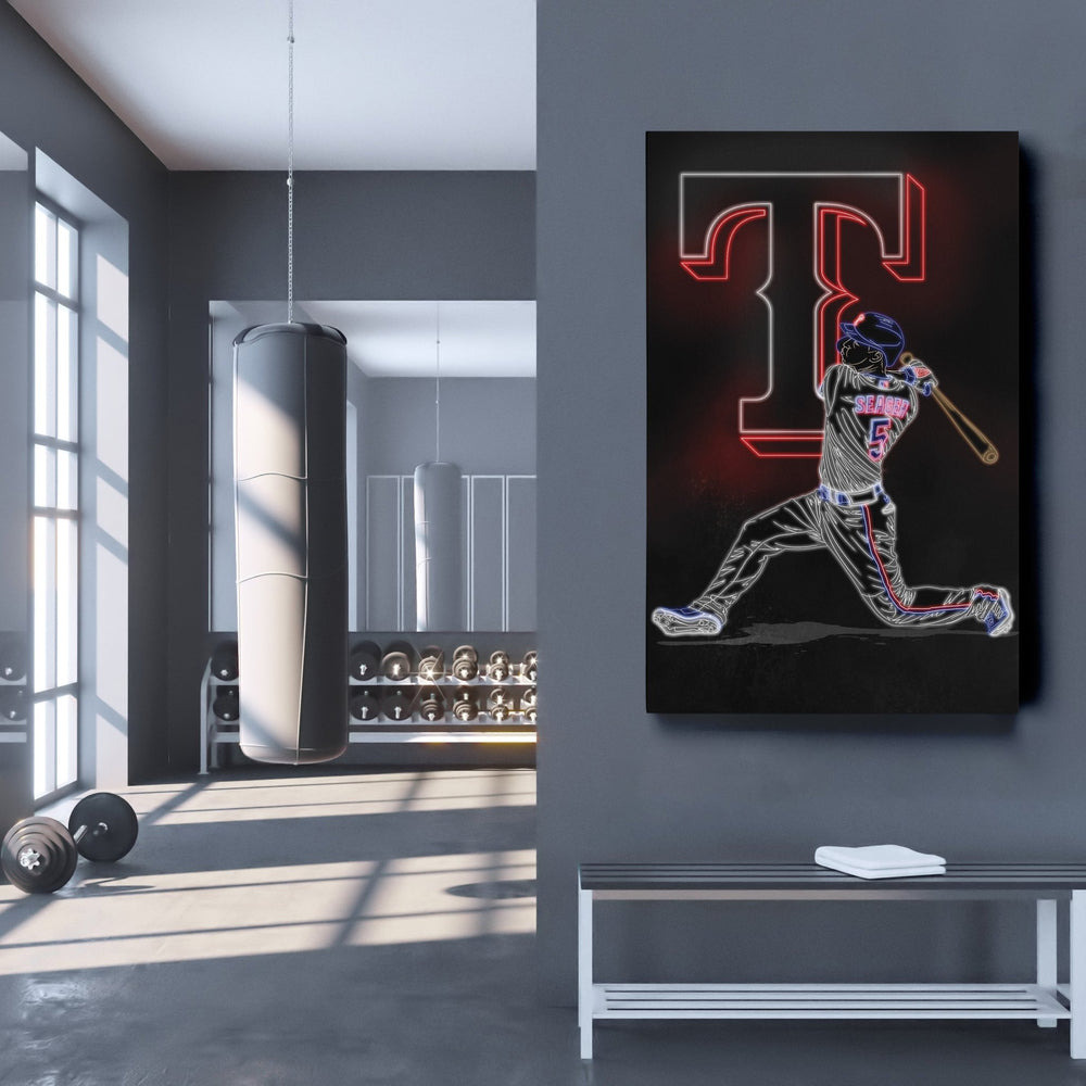 Corey Seager Neon Canvas Art | Rangers Wall Decor - CanvasNeon