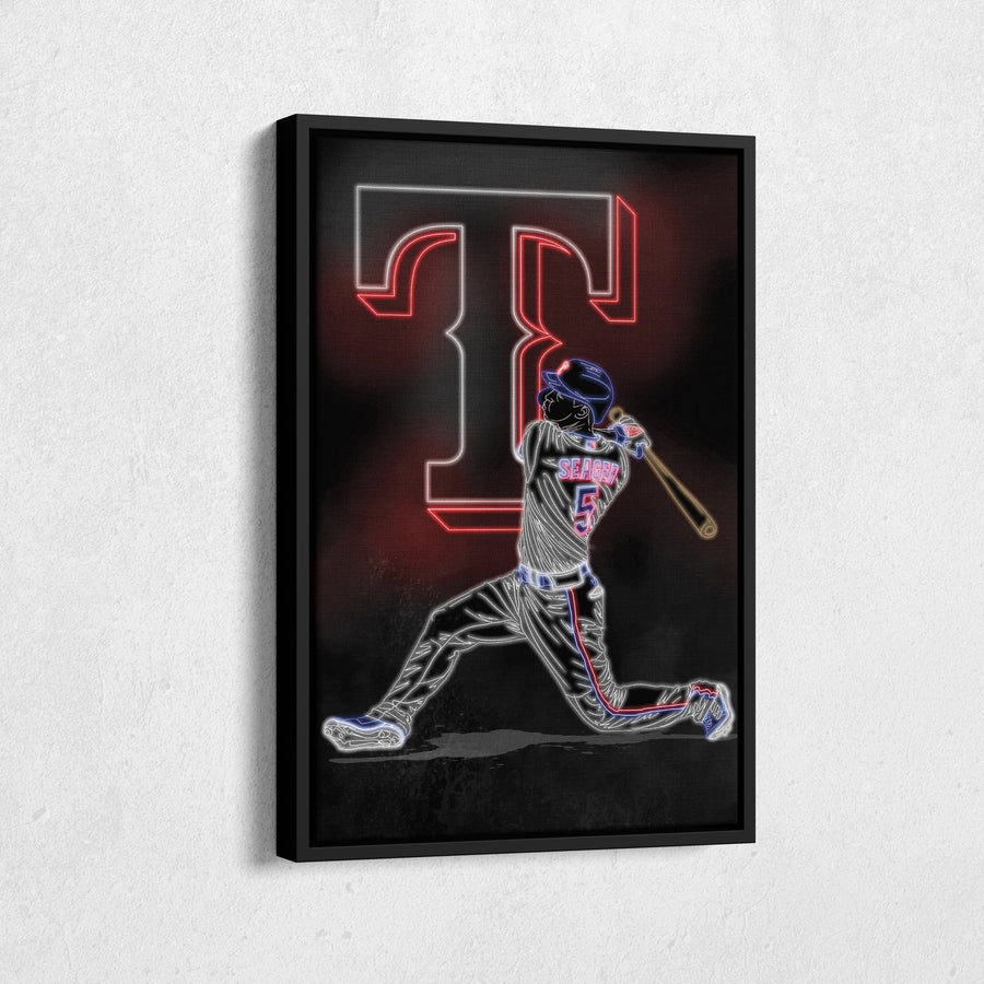 Corey Seager Neon Canvas Art | Rangers Wall Decor - CanvasNeon