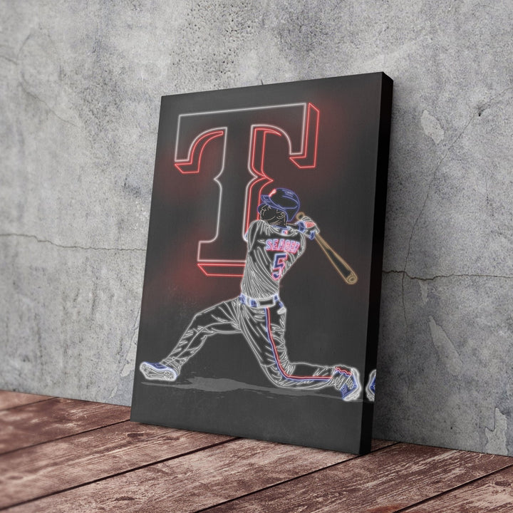 Corey Seager Neon Canvas Art | Rangers Wall Decor - CanvasNeon