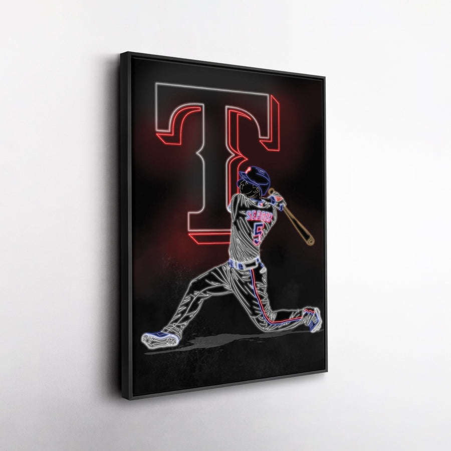 Corey Seager Neon Canvas Art | Rangers Wall Decor - CanvasNeon