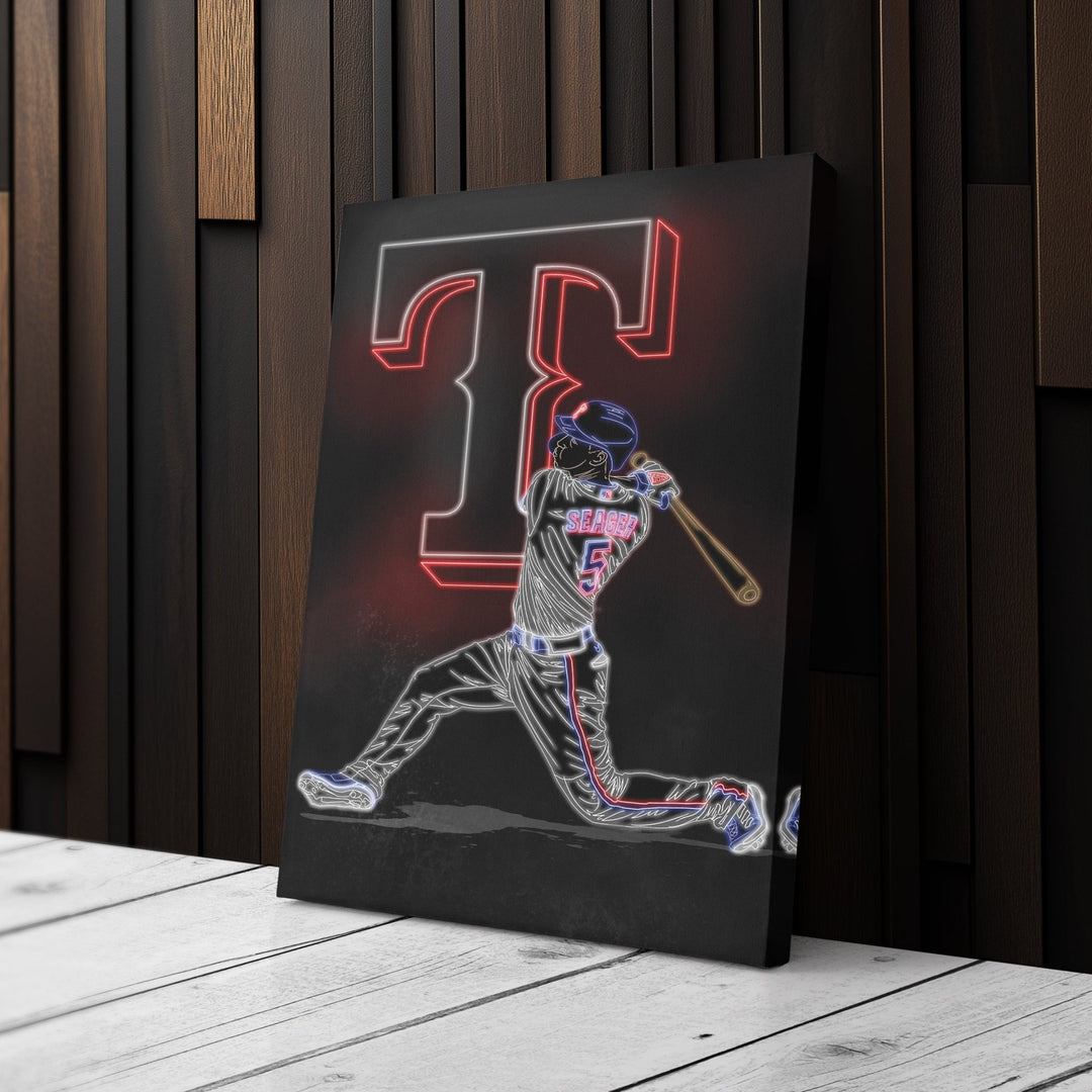 Corey Seager Neon Canvas Art | Rangers Wall Decor - CanvasNeon