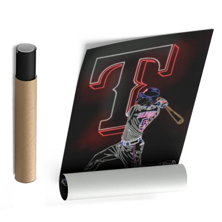 Corey Seager Neon Canvas Art | Rangers Wall Decor - CanvasNeon