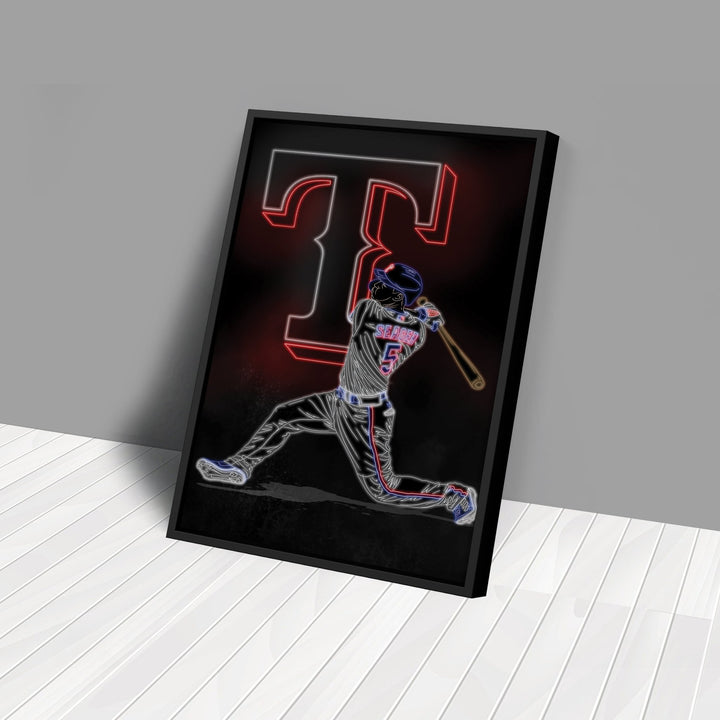 Corey Seager Neon Canvas Art | Rangers Wall Decor - CanvasNeon