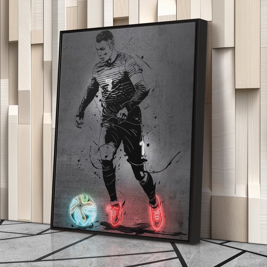 Cristiano Ronaldo Neon Canvas Art | Modern Wall Decor for Soccer Fans - CanvasNeon