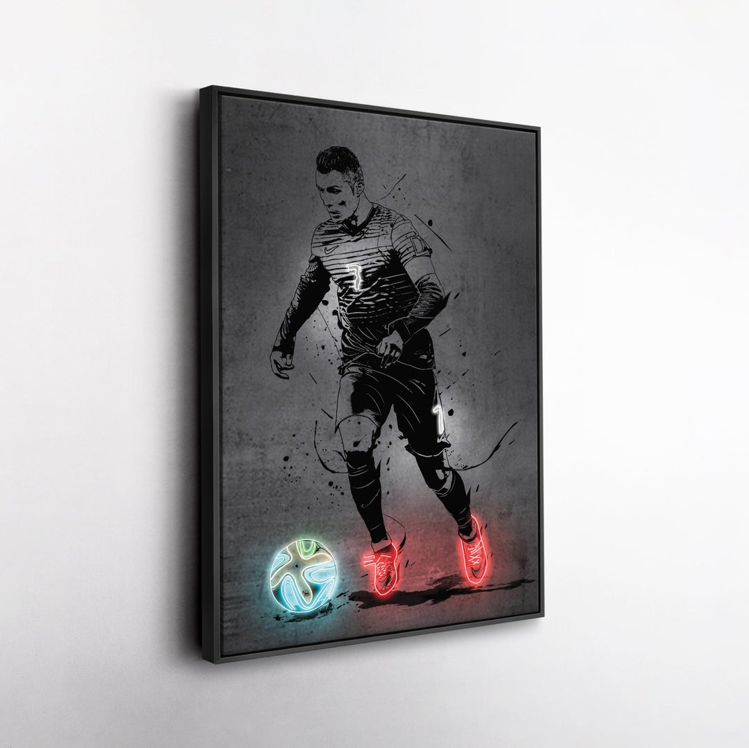 Cristiano Ronaldo Neon Canvas Art | Modern Wall Decor for Soccer Fans - CanvasNeon
